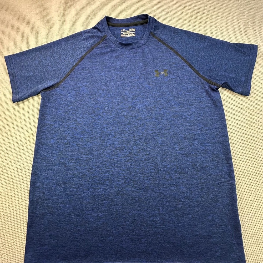 Under Armour‎ Shirt Mens Large Blue Loose Heat Gear Short Sleeve Activewear